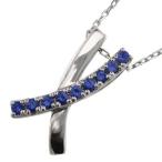 サファイアペンダントネックレスクロス十字架9月の誕生石k18ホワイトゴールド