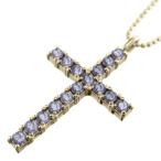 タンザナイトペンダントネックレス十字架k10イエローゴールド12月の誕生石