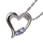 タンザナイトペンダントネックレスオープンハート12月の誕生石k10ホワイト...