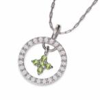 ペリドットペンダントネックレスクロス18金ホワイトゴールド8月誕生石