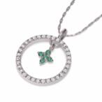 エメラルドペンダントネックレスクロスk10ホワイトゴールド5月誕生石