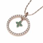 エメラルドペンダントネックレスクロス5月誕生石k18ピンクゴールド