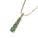 エメラルドペンダントネックレスファイブストーンk18イエローゴールド5月の誕生石