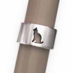指輪猫地金ホワイトゴールドk18猫の型抜き