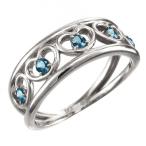 ブルートパーズリングハートファイブストーン11月の誕生石プラチナ9005連