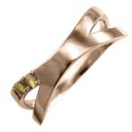 平らな指輪シトリントパーズクロスジュエリーピンクゴールドk1011月誕生石X型