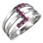 ルビー指輪7月誕生石k10ホワイトゴールド3連
