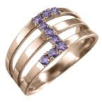 アメシスト指輪18kピンクゴールド2月誕生石3連