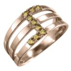 シトリントパーズ指輪18金ピンクゴールド11月誕生石3連