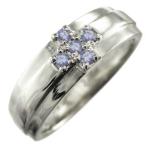 タンザナイト指輪クロスヘッド5石プラチナ90012月誕生石