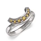 シトリンリング馬蹄型k10ホワイトゴールド11月誕生石変形馬蹄