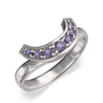 アメジストリング馬蹄形2月誕生石Pt900変形馬蹄