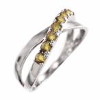 シトリン指輪十字架11月誕生石10kホワイトゴールドX型