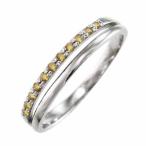 シトリンリング11月誕生石18kホワイトゴールド