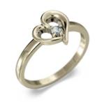 アクアマリン指輪変形ハート1粒石k10イエローゴールド3月誕生石