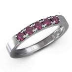 ルビー指輪ハーフエタニティ指輪5石7月誕生石k18ホワイトゴールド