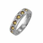 指輪シトリン天然ダイヤモンドk18ホワイトゴールド