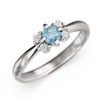 ブルートパーズ指輪Flowerフラワー5石11月誕生石Pt900