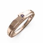 アメジスト指輪クロスヘッド1粒石2月誕生石ピンクゴールドk10