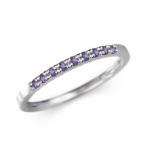 スレンダー18金ホワイトゴールド2月の誕生石ハーフエタニティリングアメシス...