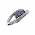 アメシスト指輪金運象徴ヘビ3石10金ホワイトゴールド2月誕生石