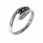 ブラックダイヤリングスネークスリーストーンプラチナ9004月誕生石