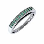 エメラルド指輪ホワイトゴールドk10ハーフエタニティ系