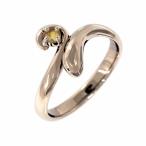 シトリン指輪金運象徴ヘビ1粒石11月の誕生石ピンクゴールドk18