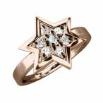 アクアマリン 天然ダイヤモンド 指輪 ヘキサグラム 18kピンクゴールド 3月の誕生石 六芒星大サイズ