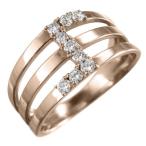 三連リングダイヤモンド4月誕生石10kピンクゴールド