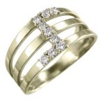 三連リング天然ダイヤ4月誕生石k10イエローゴールド