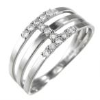 10金ホワイトゴールド三連リング4月誕生石ダイヤモンド