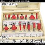 トリマールーター ビットセット 超硬 15pcs 軸径6.35mm 工具 電動工具 ドリル 研磨 面取り