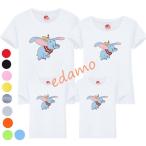子供服　ダンボのプリント　親子服　半袖Tシャツ家族Ｔシャツ　半袖ヘッドＴシャツ 　家族お揃い カップル 　親子お揃い 親子ペアルック