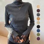 ニットレディースハイネック袖レース...