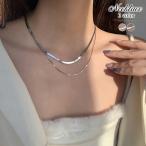 ネックレス スネークチェーン 二連 レディース アクセサリー アクセ チェーン ペンダント ダブルネックレス ライン チョーカー ジュエリー 春 夏 秋 冬 2