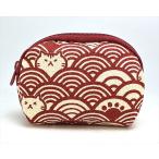 Yahoo! Yahoo!ショッピング(ヤフー ショッピング)シェルポーチ ねこ青海波 エンジ