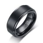 Rockyu アクセサリー タングステン リング シンプル メンズ ブラックリング 黒 指輪 タングステンカーバイド (タングステン黒、 2