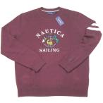 NAUTICA【総刺繍の質感高い仕上がり★片腕の2本ライン】SAILING クルーネック 綿ニット【ボルドー えんじ】新品 ノーティカ メンズ セーター ニット