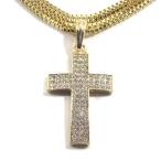 金メッキ【普遍的な王道★ベネチアンチェーン】クロス ネックレス【ゴールド/60cm】新品 メンズ レディース 男女兼用 アクセ GOLD クロス 十字架 ロザリオ