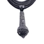 黒メッキ【HIP HOPを象徴するモチーフ★ロングタイプ】Microphone ネックレス【ブラック/90cm】新品 メンズ レディース 男女兼用 アクセ BLACK マイクロフォン