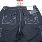 TRUE RELIGION【リップストップ★海外限定★浅い股上★アイコニックな蹄ロゴのステッチ】カーゴパンツ【ブラック 黒】新品 トゥルーレリジョン メンズ セレブ