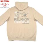 TRUE RELIGION【海外限定★発砲プリント★正面は蹄ロゴの刺繍】スウェット プルオーバー パーカー【サンドベージュ】新品 トゥルーレリジョン メンズ セレブ