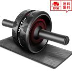 ショッピング腹筋ローラー 即納 エクササイズ トレーニング グッズ 腹筋ローラー アブローラー アブホイール ブラック/レッド 膝マット付 ダイエット 体幹 改善 腹筋強化 サポート