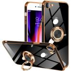 iPhone SE3/SE2/8/7 対応 2022 ケース TPU バンカーリング付 ゴールド/ブラック スタンド機能 4.7インチ スマホケース