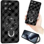 即納 Xiaomi 14T/14T Pro 背面ケース TPU スタンド付き チェック柄 ケース ブラック ワイヤレス充電 対応 Xiaomi シャオミ 耐衝撃 軽量 カバー 送料無料