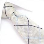 ショッピングニットタイ ニットタイ ネクタイ ナロータイ メンズ 紳士用 チェック アイボリー ブルー [M便 1/5]