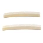 Musiclily 43mm 弦溝加工済み牛骨ナット(ボーンナット) フェンダー系カーブドタイプ エレキギター用、43x3.2x5mm (2個入