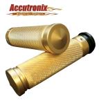 ハーレーダビッドソン用カスタム真鍮グリップ /Accutronix Custom Grips Knurled Brass Dual Cable fits HD Models