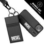 DIESEL iPhone 13 mini 5.4インチ ケース スマホスタンド カードケース付きハンドストラップセット FW21 （ディーゼル iPhone13 mini, ブラック） ブランド